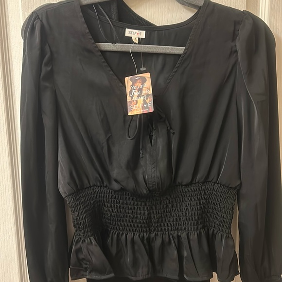 WOMANS BLACK SATIN SHIRT - Picture 7 of 7